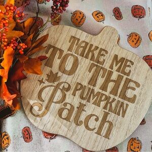 Decorative Wood Pumpkin Lazy Susan Laser Engraved Halloween Fall Autumn Decor